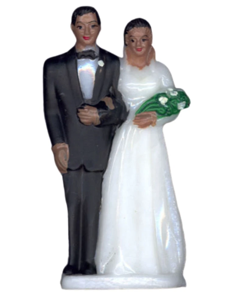 Topper de Pastel Vintage Años 60 Negro Novia y Novio RARO Original Nuevo de Lote Antiguo Sin Usar Foto 1 de 1