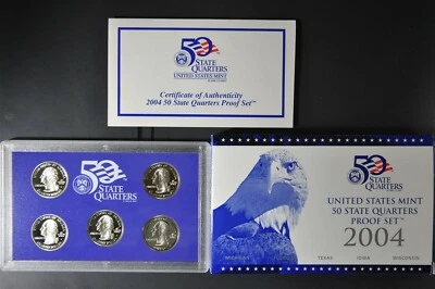 2004 S U.S. Mint Clad Quarter Proof Set with box & COA / original packaging - Image 1 of 2