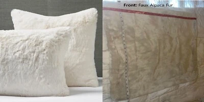 POTTERY BARN * IVORY FAUX FUR ALPACA EURO PILLOW COVER * 26” X 26” NWOT - Image 1 of 4