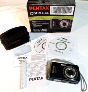 Pentax Optio E60 10.1MP Digital Camera with 3x Optical Zoom Black Tested *READ* - Picture 1 of 14