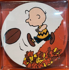 Peanuts SNOOPY Charlie Brown 4 Pk COASTER SET Football Fall Cork Lightweight NEW - Picture 1 of 10