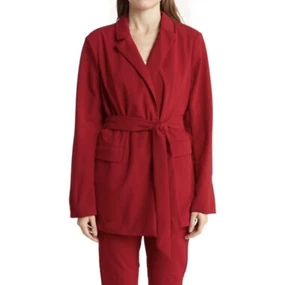 BCBGeneration Tie Belt Blazer In Red (Rhubarb) Color NWT - Reemoly - Picture 1 of 4