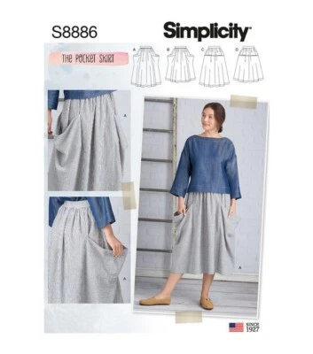 Simplicity S8886 The Pocket Skirt in 2 Lengths Size 14-22 UNCUT Pattern - Image 1 of 4