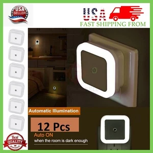12-Pcs Plug-in LED Night Light Lamp Dusk to Dawn Sensor Hallway Kitchen Bathroom - Picture 1 of 13