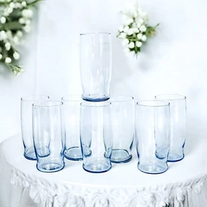 7er Set Vintage Libbey PRIME TIME MISTY BLUE 17 OZ Glaskühler EUC - Bild 1 von 8