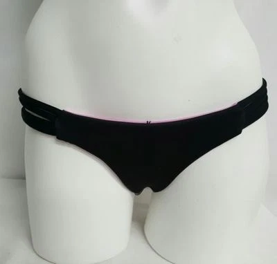 PANTALONES DE BIKINI DE NATACIÓN WILDFOX REVERSIBLES CON TIRAS BAJAS NEGRO PÚRPURA MEDIANO $82 Foto 1 de 4