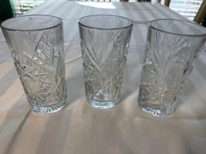 3er Set Libbey Hobstar Longdrinkbecher Stern klar schweres Glas 16oz Vintage - Bild 1 von 4