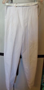 WOMENS NEW W/TAGS VINTAGE MARLENE LONG WHITE PANTS SZ 12 W/BELT ZIP/BUTTON-1980s - Picture 1 of 10