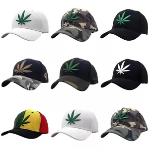 Baseballmütze Kappe Leaf Weed Cannabis Marihuana Swag Hip Hop Papa Riemen verstellbar - Bild 1 von 16