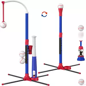 โพ 3-in-1 Baseball Set for Kids Ages 3-5 - Tee, Launcher & 6 Balls, Blue Gift ๐ - Picture 1 of 16