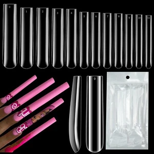 60Pcs Square Nail Art Tips 3XL Extra Long Ballerina Fake False Nails Full Cover - Picture 1 of 7