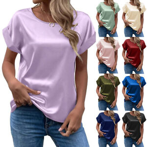 T-Shirt Basic Da Donna Realizzata In Morbido Raso Di Seta Con Maniche Corte -