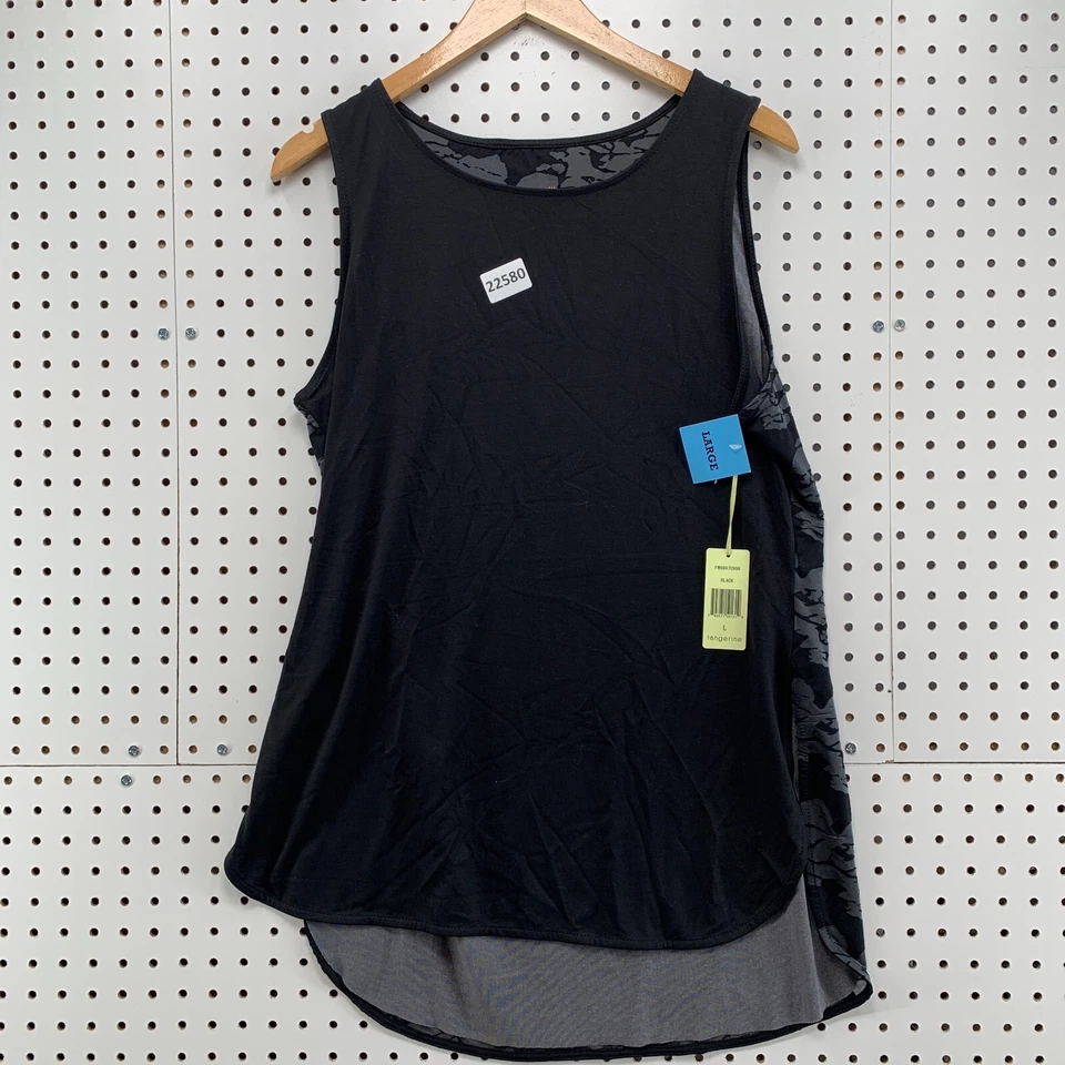 Tangerine Black Womens L Top Sleeveless Sheer Back Activewear 18x32