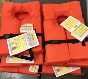 6 Six - NEW U.S. Coast Guard Approved Type II PFD Adult Life Jacket Orange - Picture 1 of 5