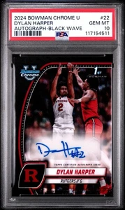 2024-2025 Bowman U Dylan Harper Black Wave Auto 1st Bowman Rutgers Spurs!! - Picture 1 of 2
