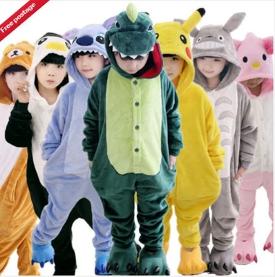 Xmas Kids Animal Pyjamas Girls Boys Flannel Sleepsuit Hoodie Cosplay Party Gift - Image 1 of 4