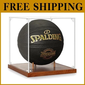 Basketball Display Case with Solid Wood Base - Clear Acrylic - Picture 1 of 8