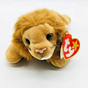 Ty Beanie Baby Roary - MWMT (Cat Lion 1996) Brown Pink Nose Free Shipping New - Picture 1 of 17