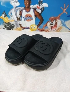 Gucci GG Plateau Pantoletten schwarz Gummi Größe 8-8,5 kostenloser Versand O - Bild 1 von 24