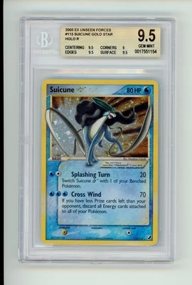 2005 Pokemon Suicune Gold Star BGS 9.5 Unseen Forces 115/115 Holo Gem Mint WOTC - Image 1 of 2