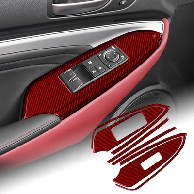 Botón de control de ventana rojo pegatina de fibra de carbono real para Lexus RC300 RC350 RC200T Foto 1 de 4