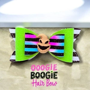 Nightmare Before Christmas Oogie  Inspired Faux Leather Hair Bow Alligator Clip - Picture 1 of 3