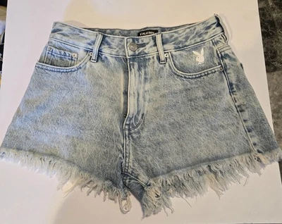 Pantalones Cortos Playboy X PacSun Para Mujer Talla 25 Conejito Bordado Denim Festival Jean  Foto 1 de 4