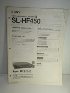 Sony Super Beta Hi-Fi Player SL-HF450 Operating Instructions / Manual - Picture 1 of 3