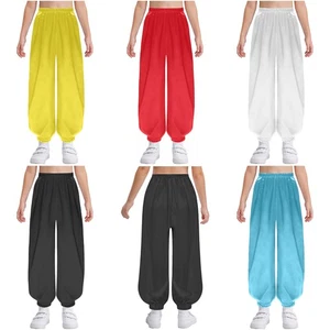 Unisex Kids Pants Boxing Trousers Solid Color Costume Carnival Exercise Cosplay - Picture 1 of 34