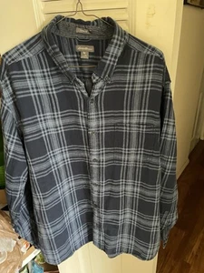 Eddie Bauer Langarm Hemd mit Knöpfen Herren Gr. 2XL blau Flanell kariert - Bild 1 von 2