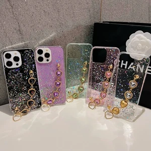 Case For Samsung A07/A17/A55/A56 Glitter Foil +Love Heart Bracelet Phone Cover - Picture 1 of 19