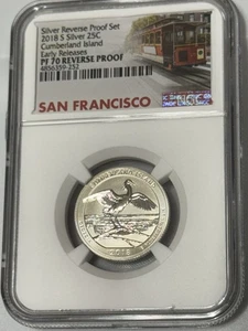 2018 S Silver QUARTER REVERSE PROOF SET 25c NGC PF70 *ER* ATB Cumberland Island - Picture 1 of 6