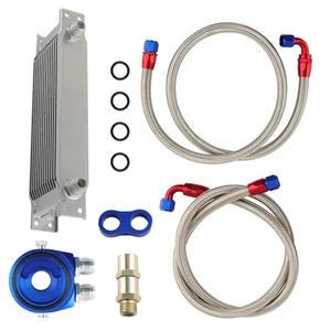 Universal 13-Row 10AN Engine Transmission Oil Cooler & Filter Adapter & Hose New - Picture 1 of 19