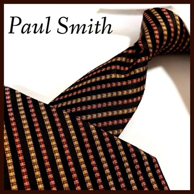 Corbata a rayas de seda Paul Smith roja naranja negra usada Foto 1 de 4