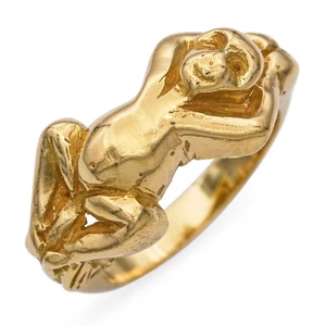 Vintage 18k Yellow Gold Monkey Ring - Picture 1 of 6