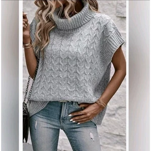 Gilet maglione girocollo Joie senza maniche maglia cavo taglia S in misto lana grigio chiaro - Foto 1 di 9