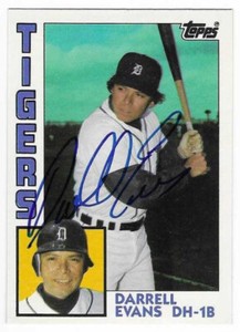 DARRELL EVANS 1984 TOPPS TRADED AUTOGRAPHED SIGNED # 36T DETROIT TIGERS