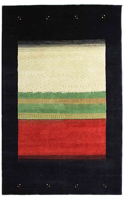 New Gabbeh Loribaft Black 5'x8' ft Hand Knotted Oriental Style Area Rug & Carpet - Image 1 of 3