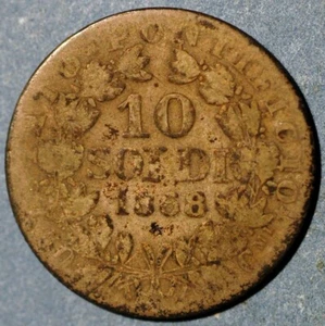 Italian States PAPAL STATES 10 Soldi 1868 Pius IX KM# 1376 - Picture 1 of 2