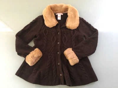 Usado en Excelente Condición Janie and Jack Precious Holiday Marrón Piel Ribete Cárdigan Suéter Talla 3T Foto 1 de 2