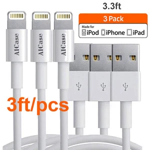 3x 1M for Apple Charger Cord Data Charging Cable For iPhone 14 13 12 11 6S 7 8 X - Picture 1 of 9