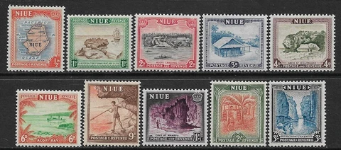 NIUE - 1950 - DEFINITIVES SET OF 10 - MM - SG 113/122 - CAT £18 Cover