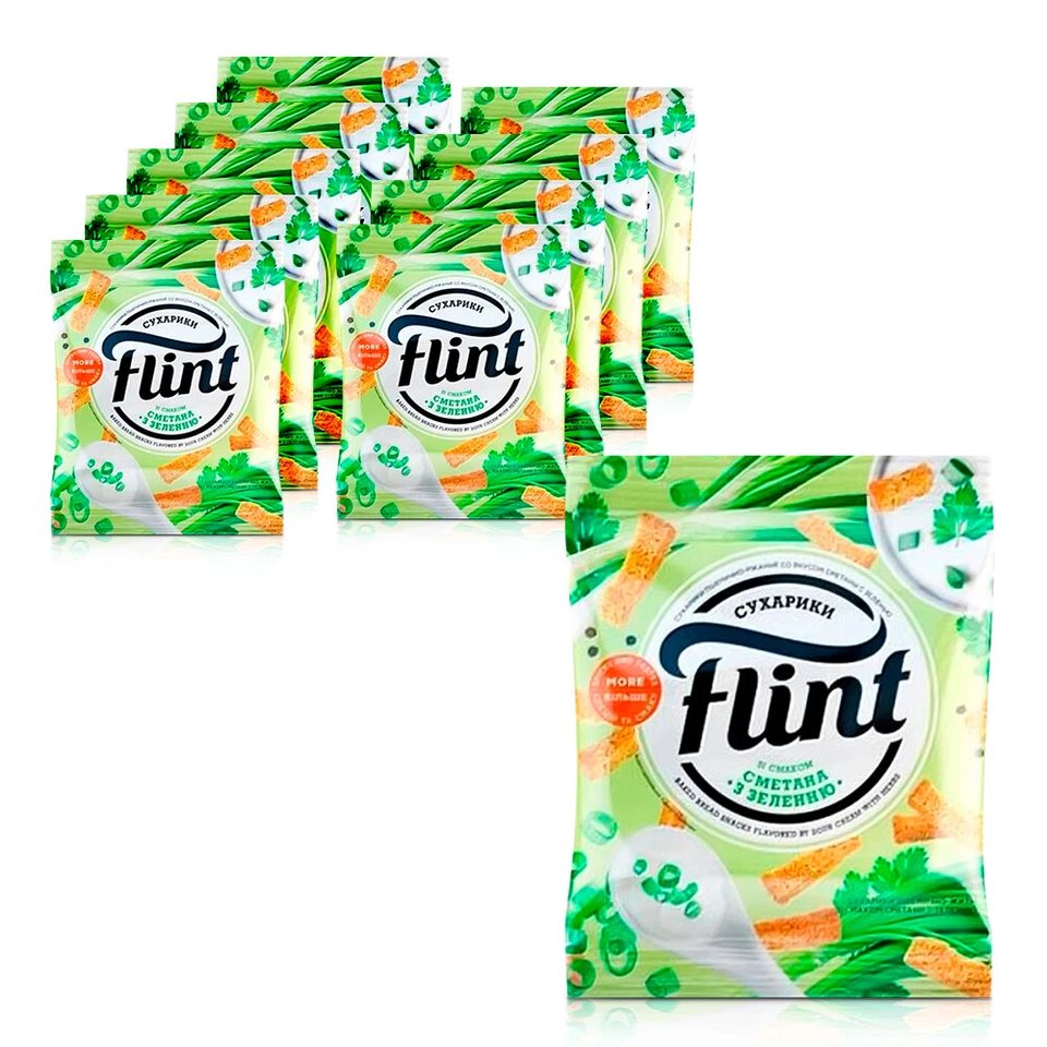 Weizen-Roggen-Croutons - Flint mit Sauerrahm-Kräutergeschmack 10 х 70 g Сухарики - Bild 1 von 1