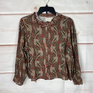 Golden Brown The Label Top Womens S Paisley Button Up Blouse Long Sleeve Cotton - Picture 1 of 7