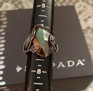 Sterling Silber SILPADA R2288 Gr. 7 Swarovski Kristall Blatt Bienenstock Bernstein Ring 7 - Bild 1 von 8