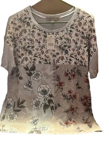 Absolutely Famous Women Large Blue/flower Print Top  - Picture 1 of 5