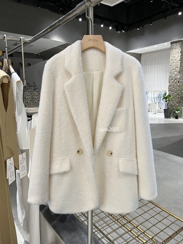 OFF WHITE Blazer invernale lana di agnello soffice ispessito fascia alta autunno inverno parka taglia donna