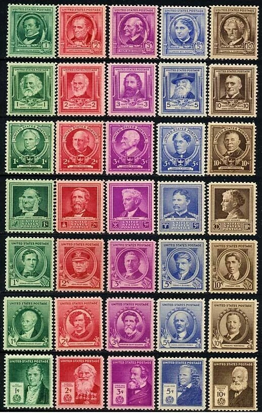  Scott # 859- 893- Complete Set of 35 Famous American Stamps--ALL MINT-NH-OG-VF - Image 1 of 1