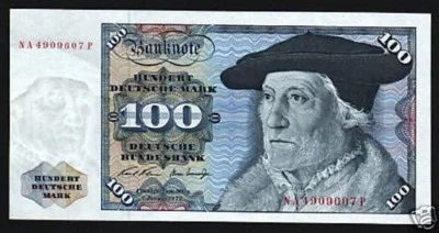 GERMANY 100 MARKS P-34 A 1970 MUNSTER UNC EAGLE EURO GERMAN CURRENCY MONEY NOTE - Image 1 of 2