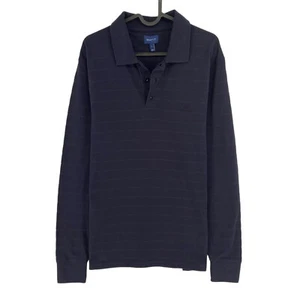 GANT Azul Oscuro Tonal Rayas Manga Larga Rugby Polo Talla L - Imagen 1 de 11